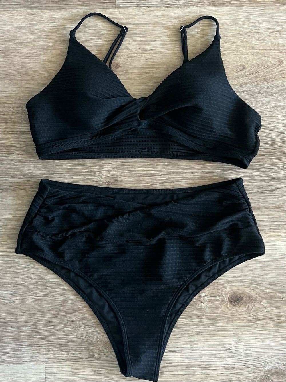 Women’s Black High-Waist Bikini Set – Classic Swim Top & Bottom 2XL